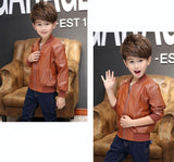 Winter Child Coat Waterproof Baby Girls Boys Leather Jackets