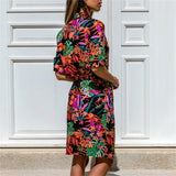 Long Sleeve Shirt Chiffon Boho Beach Dresses Women Casual Striped