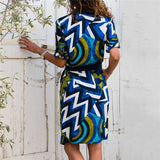 Long Sleeve Shirt Chiffon Boho Beach Dresses Women Casual Striped