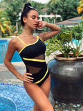 Andzhelika Sexy One Shoulder One Piece Swimsuit Off Shoulder Mesh Patchwork