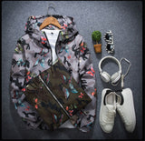New Autumn Butterfly Print Clothes Men's Hooded Windbreaker Coat