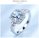 Real S925 Sterling Silver Rings for Women Blue Topaz Ring Gemstone