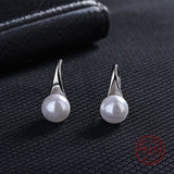 Big Clear Pearl Earrings  Simple Round White Pearl Earrings For Women