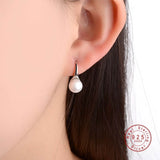 Big Clear Pearl Earrings  Simple Round White Pearl Earrings For Women