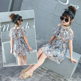 Summer Chiffon Kids Floral Clothing Princess Party Dress