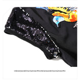 Summer Black Midi Mesh & Chiffon Ruffle Bird Embroidery Ladies Dress