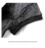 Summer Black Midi Mesh & Chiffon Ruffle Bird Embroidery Ladies Dress