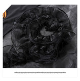 Summer Black Midi Mesh & Chiffon Ruffle Bird Embroidery Ladies Dress