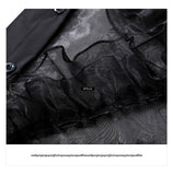 Summer Black Midi Mesh & Chiffon Ruffle Bird Embroidery Ladies Dress