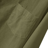 Men's Linen Solid Multi-Pocket Short Sleeve hawaiian shirt