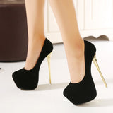 Aneikeh Sexy Pumps Women Fetish Shoes High Heel Stripper Flock Pumps 16 cm Zapatos Mujer