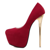 Aneikeh Sexy Pumps Women Fetish Shoes High Heel Stripper Flock Pumps 16 cm Zapatos Mujer