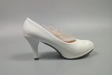 BaoYaFang White Flower Pumps womens Bride High heels platform shoes