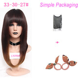 Silky Straight long black Ombre brown blonde Synthetic Wigs for women