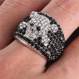 Rings for Men Stainless Steel Black and White Birthstone Ring