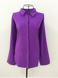 Women's Office Chiffon Irregular Shirt Top Long Sleeve Female