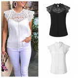 2020 femmes hauts Blouses dentelle Patchwork sans Blouse