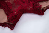 Summer Sexy Lace Rompers Women Deep V Neck Long Sleeve Bodysuit