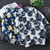 Mens Short Sleeve Hawaiian Fast drying Plus Size Summer Floral Shirt
