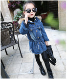 New winter Kids girls denim jacket children plus thick velvet jacket
