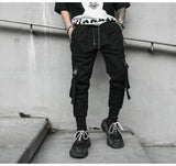 Hip Hop Joggers Men Black Harem Pants Multi-pocket Ribbons Sweatpant