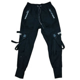 Hip Hop Joggers Men Black Harem Pants Multi-pocket Ribbons Sweatpant