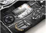 Mens Punk Denim Vests Skull Embroidery Waistcoat Slim Fit Jeans Sleeveless Jacket