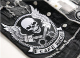 Mens Punk Denim Vests Skull Embroidery Waistcoat Slim Fit Jeans Sleeveless Jacket