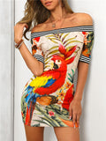 Summer Women Elegant Slim Fit Print Bodycon Party Casual Dress