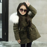 Baby Girls Down Jackets Kids Faux Fur Collar Coat Children Winter