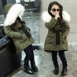 Baby Girls Down Jackets Kids Faux Fur Collar Coat Children Winter
