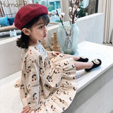 Humor Bear Autumn Cotton Cherry Printed Long Sleeve Princess Dress