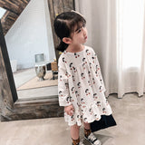 Humor Bear Autumn Cotton Cherry Printed Long Sleeve Princess Dress