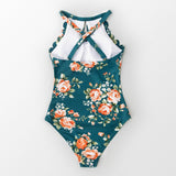 CUPSHE Green Floral Scalloped One-piece Swimsuit Cutout Monokini
