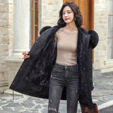 winter -30 degree women fur collar  warm snow coat jacket