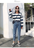 Winter Women 2019 Loose Women High Waist Velvet Jeans