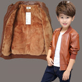 Winter Child Coat Waterproof Baby Girls Boys Leather Jackets