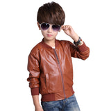 Winter Child Coat Waterproof Baby Girls Boys Leather Jackets