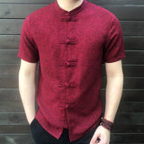 INCERUN Men Shirt Button Stand Collar Short Sleeve Casual Shirts