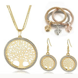 Gold Color Tree Of Life Jewelry For Girls Necklace Earring Braceiet