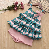 Melario Kids Sets Dot Summer Baby Sleeveless T-Shirt Shorts Suit