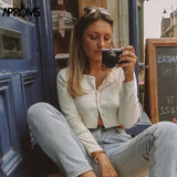 Aproms Candy Color Ribbed Knitted Cardigan Long Sleeve