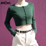 Aproms Candy Color Ribbed Knitted Cardigan Long Sleeve