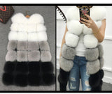 Faux Fur Vest Coat Winter Sleeveless Jacket Fox Fur Patchwork