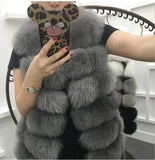 Faux Fur Vest Coat Winter Sleeveless Jacket Fox Fur Patchwork