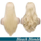 Clips In one piece Wavy 3/4 Full Head Wig Long False  Brown black