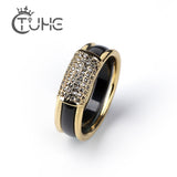 Gold Rings With Bling Black White Detachable Ceramic Rings for Women