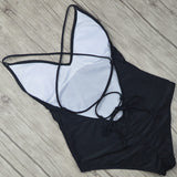 Sexy One Piece Swimsuit Women Swimwear Solid Black Thong