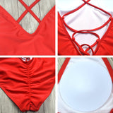 Sexy One Piece Swimsuit Women Swimwear Solid Black Thong