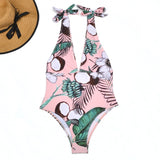 Sexy One Piece Swimsuit Women Swimwear Solid Black Thong